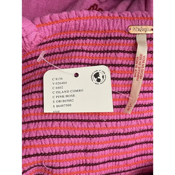 NWT Free People Tory Embroidered Mini Dress Pink Smocked Floral Boho Size Large - Image 14
