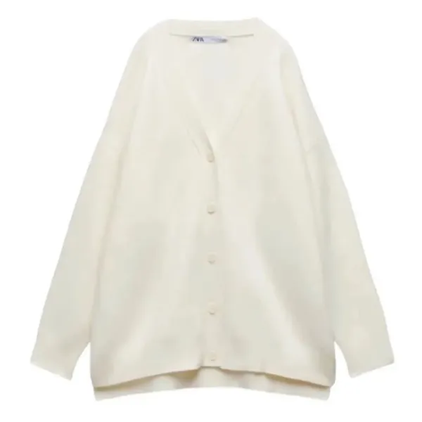 Zara Oversized V-neck Off-White
Cardigan(Size Small) - Image 3