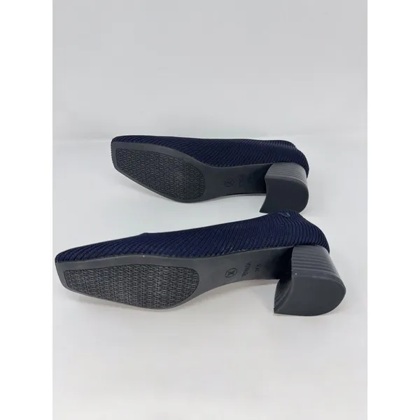VIVAIA Melody Pro Heels Blue Square Toe Chunky Block Slip On Pumps 37.5 US 7 - Image 6