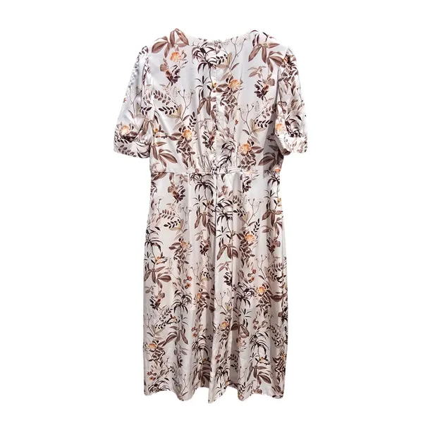 Gal Meets Glam 11G White Floral Midi Dress Puff Sleeve Button Front Size 12‎ - Image 6