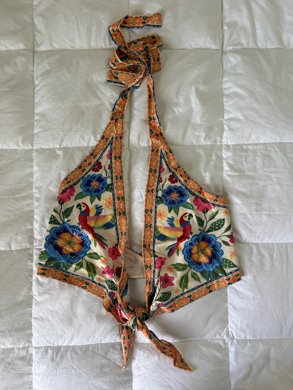 Floral Halter Crop Top Multiple Size XS - Image 5