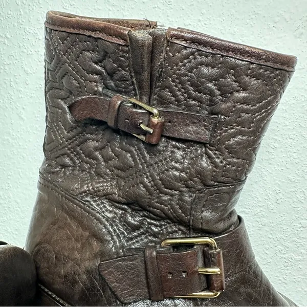 Tory Burch Chrystie Biker Boots Moto Bikercore Quilted Leather - Image 12