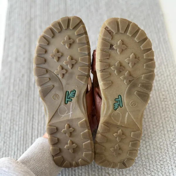 Vintage 90s Thom McAn Brown Leather Lug Sole Slides Sandals Size 7.5 - Image 6