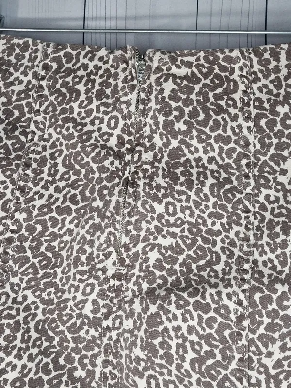 Free People Modern Femme Leopard Print Denim Mini Bohochic Indie Sleaze Skirt - Image 7