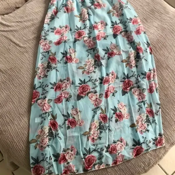 Boho Floral Dress Blue Size M - Image 9
