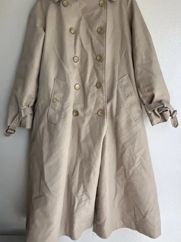 vintage Sears Fashions double button trench coat in beige 1970’s Women’s Sz L - Image 3