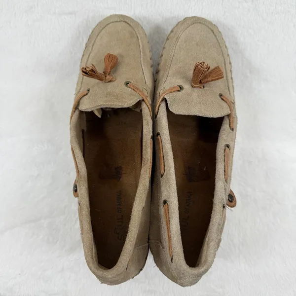 Soul of Africa Suede Leather Wedge‎ Mocassin Loafers Taupe Brown Size 10 US - Image 9