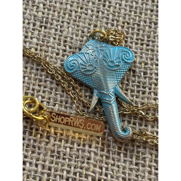 Elephant Pendant Gold Chain Necklace With Enamel Detailing & ShopRWS Tag - Image 3