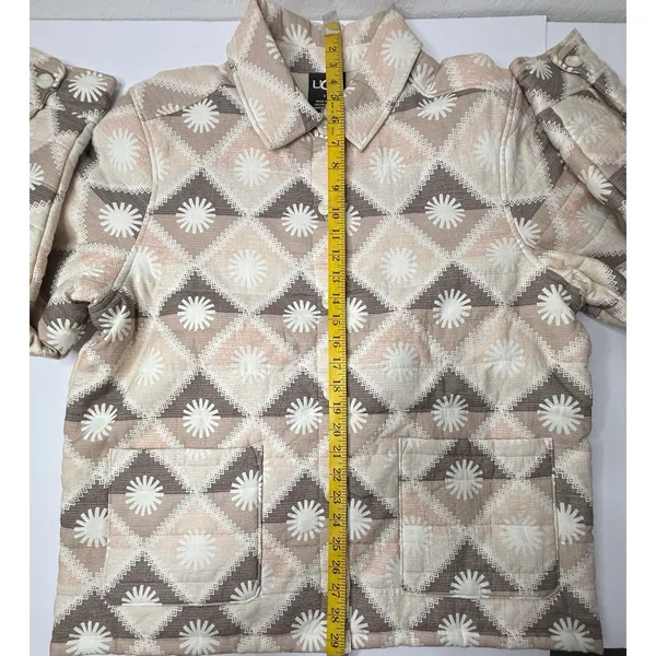 UGG Sun Shirt Jacket ButtonUp‎ Unisex Medium Pink Tan Cozy Chunky Oversized New - Image 3