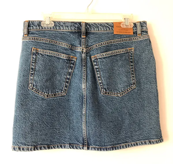Lucky Brand Denim Mid Rise Button Fly Mini Skirt - Image 2