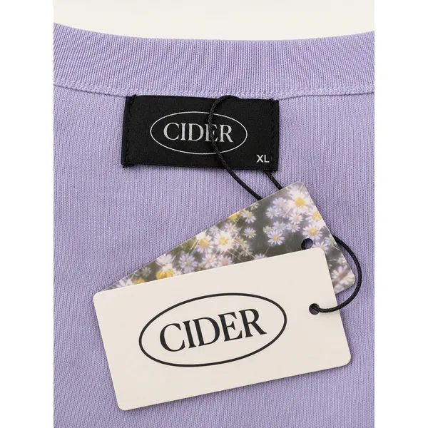 Cider Palm Tree Knit Crop Tank Top Lavender Button Front Cotton Blend XL NWT - Image 4