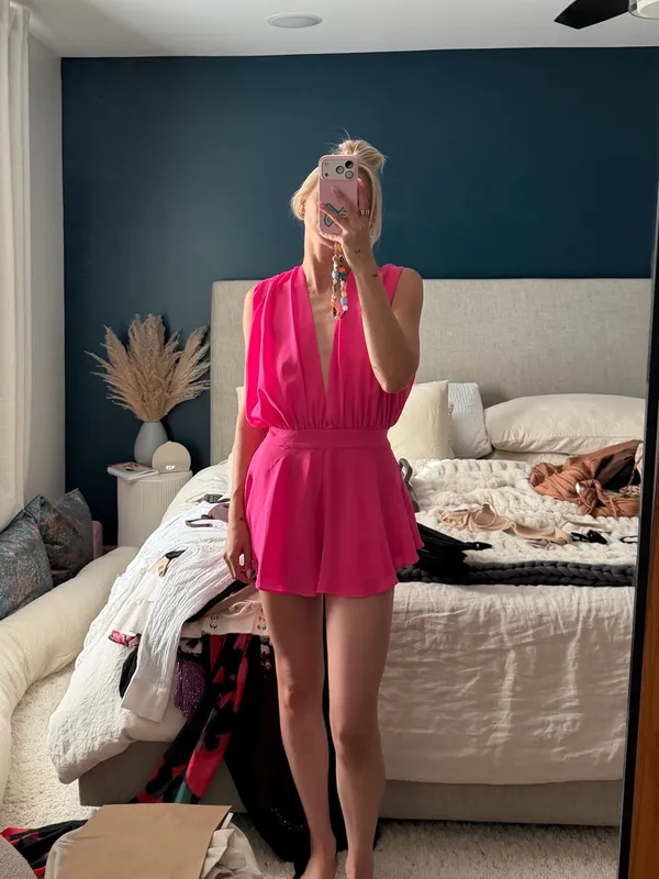 More To Come x Revolve Kimberly Romper Pink - Image 7