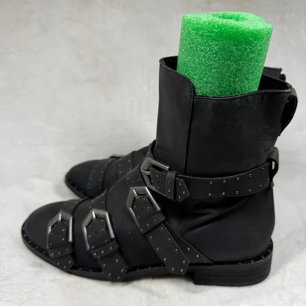Free People Cyd Buckle Boot‎ Black Leather Studded Moto Ankle Boots Spain 36 - Image 5
