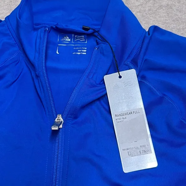 Adidas‎ Golf Rangewear Full Zip Jacket Womens Sz L Blue Mock Neck Activewear New - Image 4