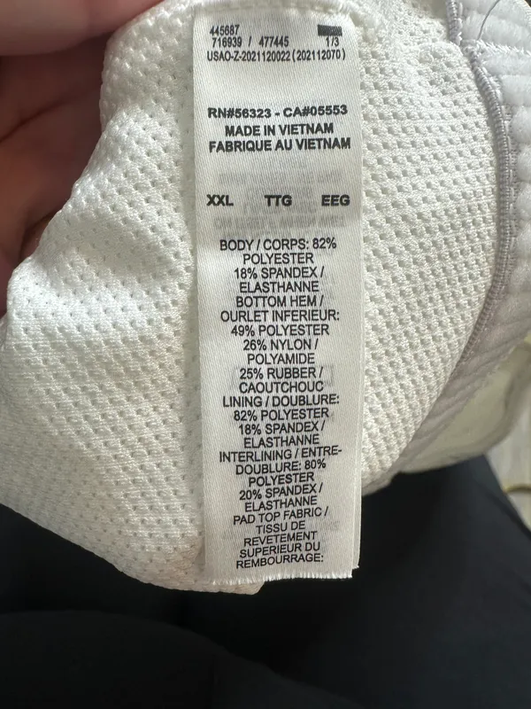 Nike Air Swoosh 1/2 Zip White Sports Bra, Size 2XL - Image 9
