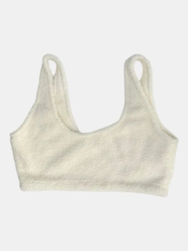 PINK by Victoria's Secret Cream Fuzzy Co-ZZZy Fleece Bralette - XL - Image 4