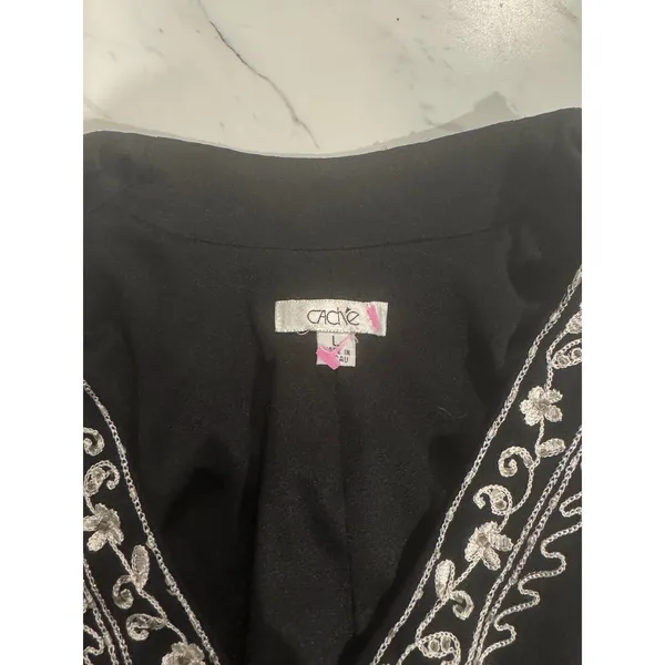 Vintage Cache Sleeveless Black Mesh Top Embroidery SIZE L Boho y2k Fairy Dark - Image 4
