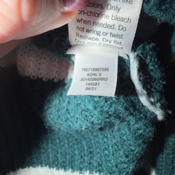 SO Women's Large Striped Knit Sweater Teal Blue White Relaxed - Image 5