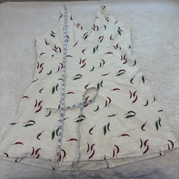 Abercrombie & Fitch Womens XL Linen VNeck Mini Jalapeño Dress Summer Tomato Soft - Image 4