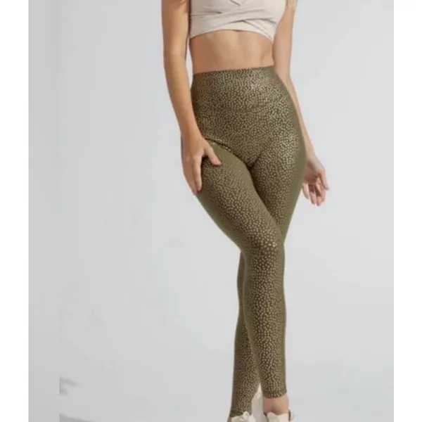 Buff Bunny Rosa pocket legging "Bossy" print dark olive green size medium - Image 9