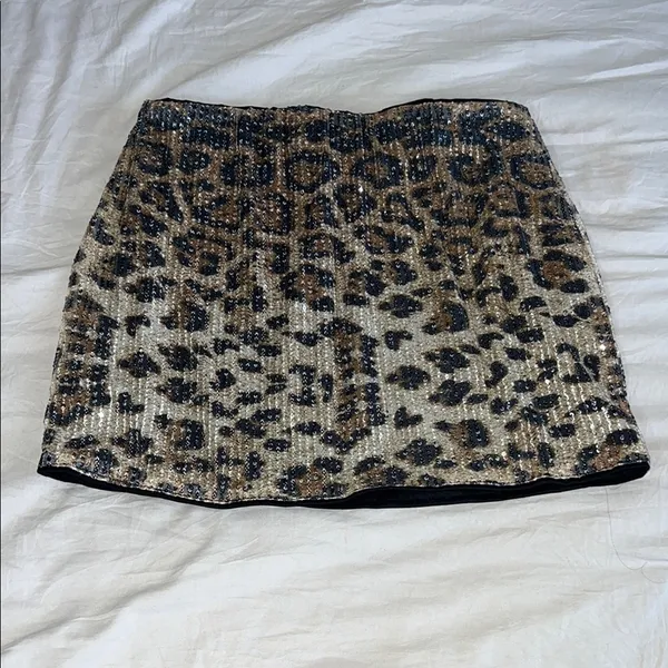 SHEIN Tan Sequin‎ Pencil Mini Skirt Night Out Size Small - Image 3