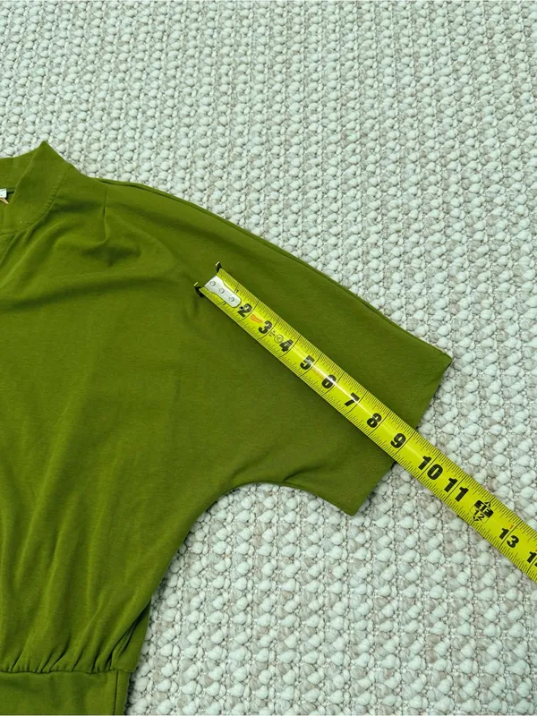 OGL Stand Collar V-Neck Short Sleeve Top Large NEW - Image 6