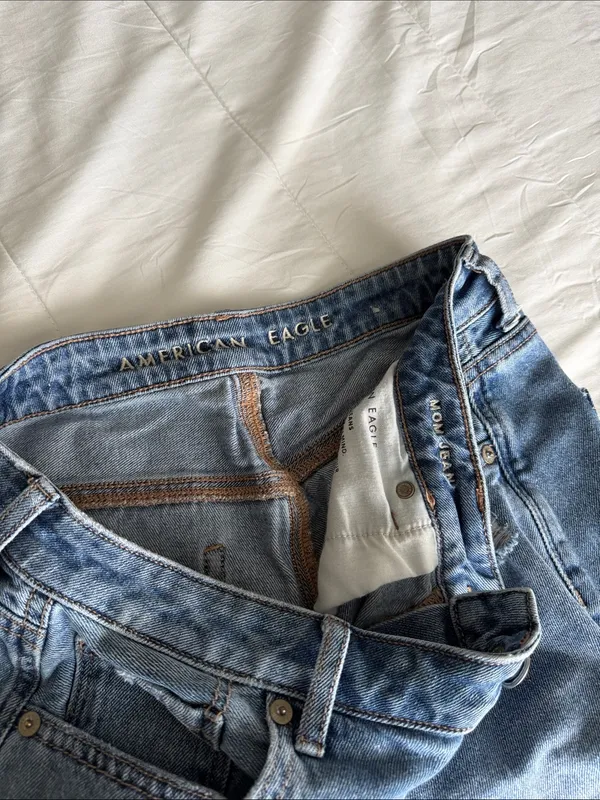 American Eagle Outfitters Women's Distressed Mom Jeans in Blue - Image 2