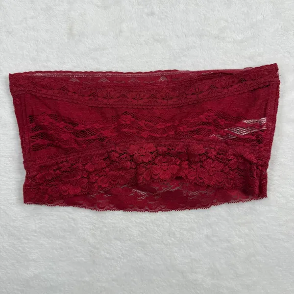Intimately Free People Womens Lace Bandeau Bra Dark Red Strapless‎ M OB401918 - Image 5