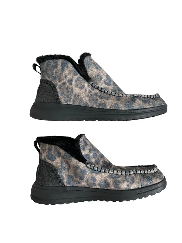 Hey Dude Denny Leopard Booties Women’s Size 11 Plush Faux Fur Comfy Cozy - Image 7