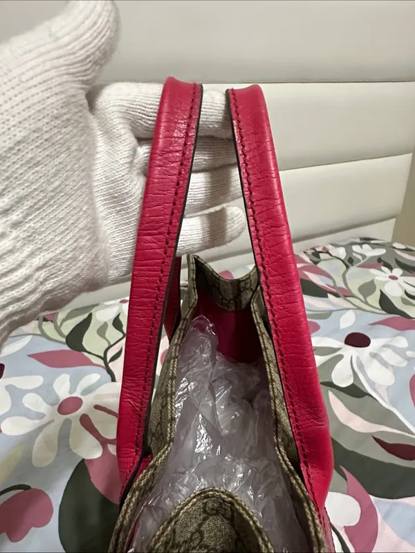 Gucci PVC GG Supreme Tote with Pink Leather Handles - Image 9
