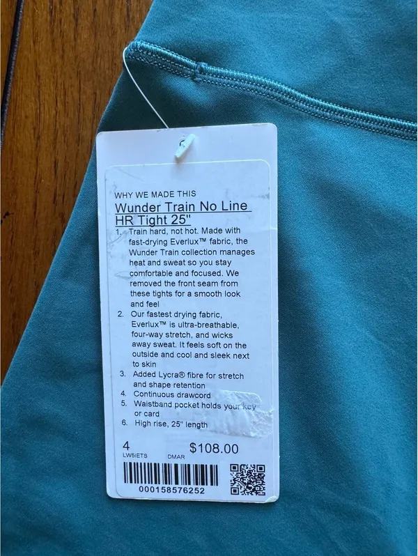 Lululemon Wunder Train High Rise 25” Deep Marina Size 4 NWT - Image 4