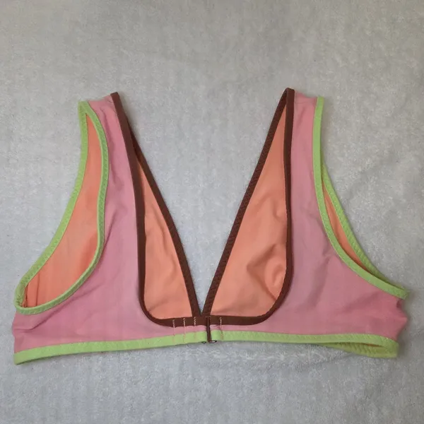 Aerie Swimwear Scoop Triangle Bikini Top Adjustable Hook Closure Peach Medium - Image 2
