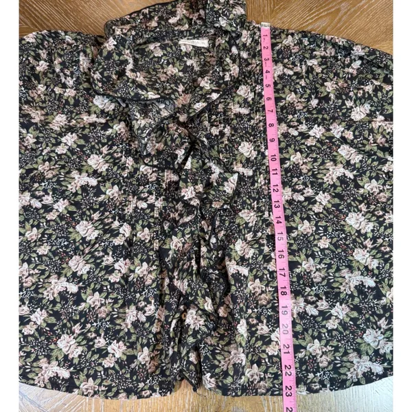 Natural Life My Favorite Cotton Top Black Flung Floral Ruffle Cotton Size XL - Image 8