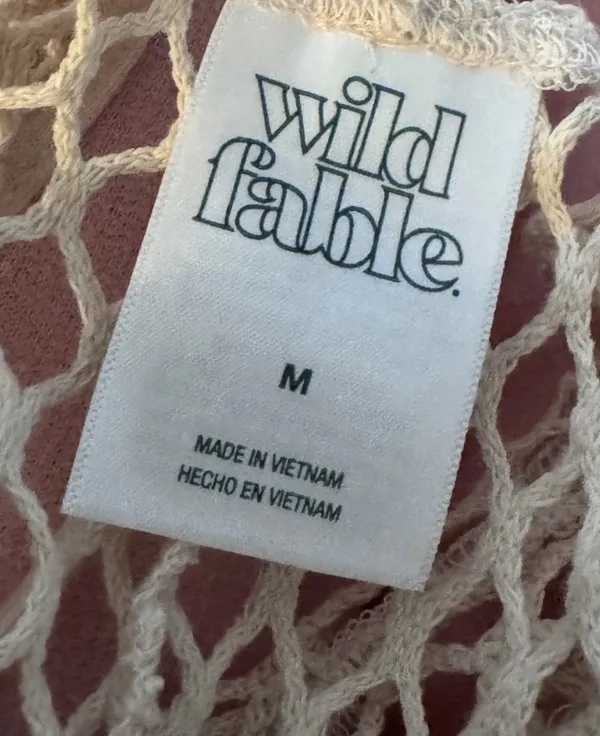 Wild Fable Mesh Fishnet Swim Cover-Up Dress in Cream - Image 6