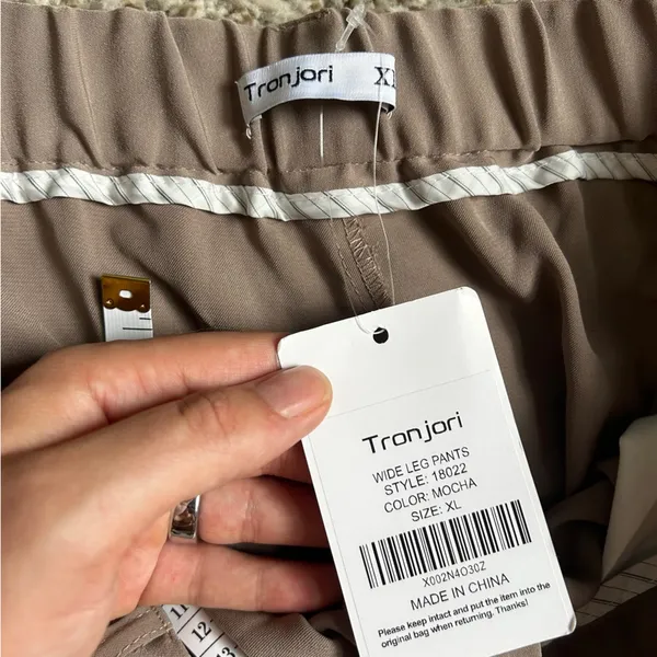 NWT Tranjori Mocha Tan High Waist Wide-Leg Pants Trousers Office Neutral Casual - Image 4