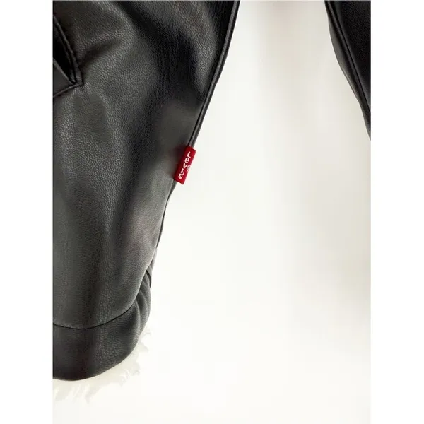 Levi's Reversible Sherpa Faux Leather‎ Jacket Women's S Black White Cozy - Image 10