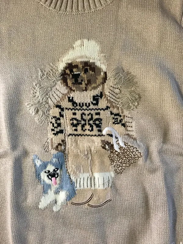 Polo Ralph Lauren cream sweater with embroidered bear design #preppy #embroidered Large (L) * Chest: 42"-45" (106.7-114.3 cm) * Waist: 35"-38" (88.9-96.5 cm) * Sleeve Length: 34"-35" (86.4-88.9 cm) * Neck: 16"-16.5" (40.6-41.9 cm) - Image 2