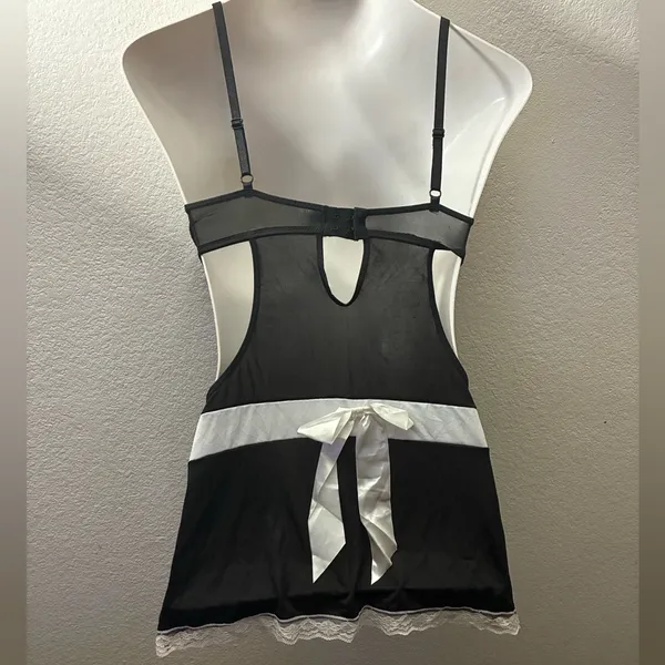 Rampage Intimates Sexy Elegant Maid Cosplay Black & White Lace Lingerie L - Image 3