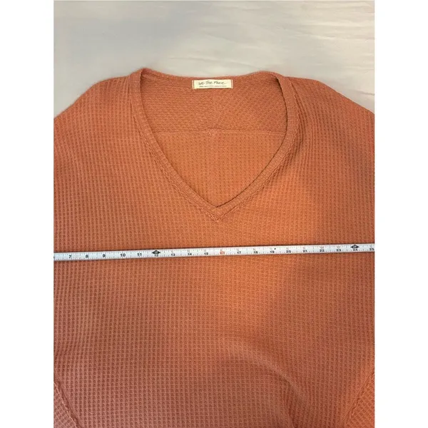 We The Free Thermal Waffle Knit Oversized V-Neck Top Small - Image 5