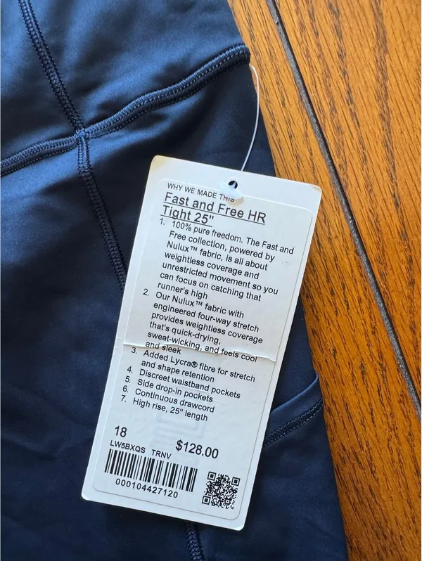 Lululemon Fast & Free With Pockets High Rise 25” True Navy Size 18 NWT - Image 4