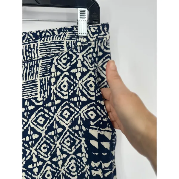 Solitaire Womens L‎ Blue Ikat Diamond Wide Leg Palazzo Pants Boho Hippie Indie - Image 3