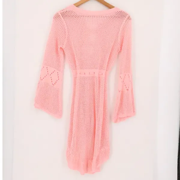 Petal Pink‎ Boho Crochet Coverup Dress Womens Size S Pink Y2K Festival Polyester - Image 7