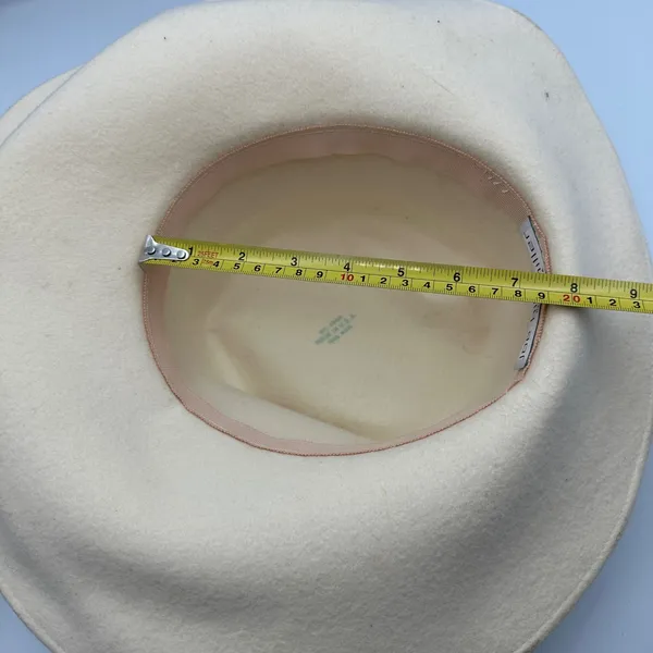 Vintage Joe Bill Miller Wool‎ Hat Cream Black Lace Bow Derby Dress Hats Made USA - Image 8