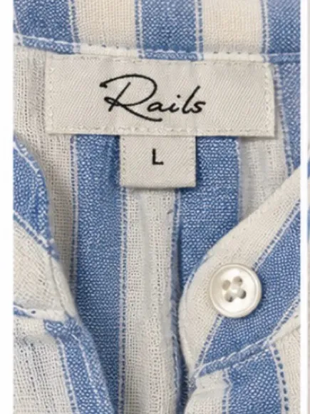 Rails Samina Casablanca Stripe Linen Blend Smocked Mini Dress L - Image 4