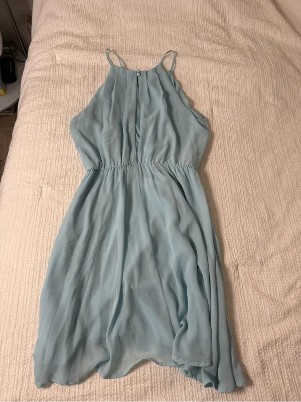 Lush Clothing Sky Blue Girls' Halter Chiffon Dress - Image 3
