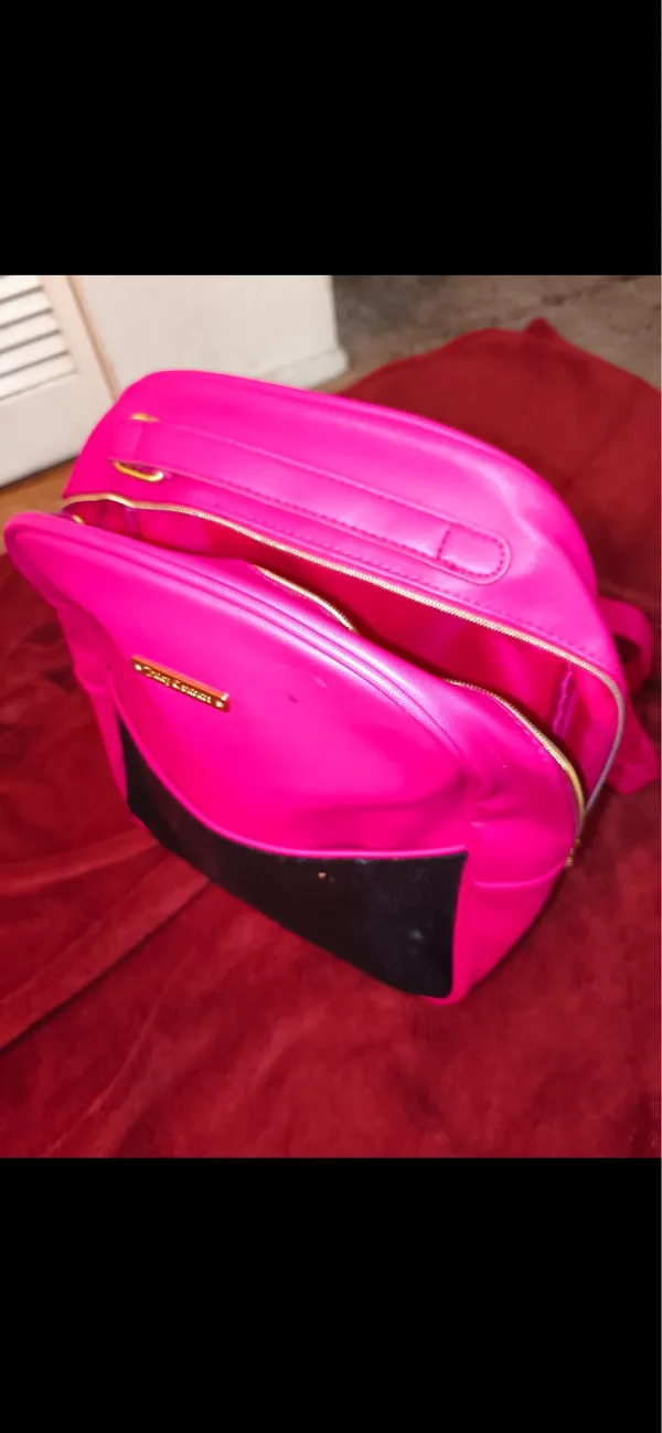 Juicy Couture Hot Pink & Black Faux Leather Backpack Sequence - Image 14