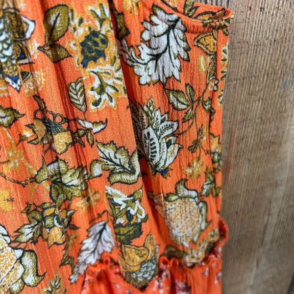 Chelsea & Violet Orange Mixed Floral Tie Shoulder Tiered Mini Dress Medium - Image 4
