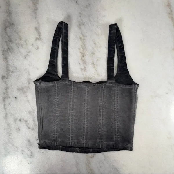 Zara Charcoal Washed Denim Corset Crop Top Structured Bustier Cotton Wmns Small - Image 10