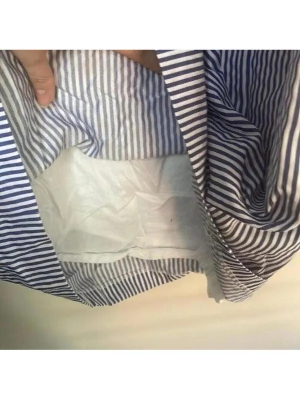 J Howard Blue and White Striped Off The Shoulder Flared Sleeve Dress Floral - Image 8