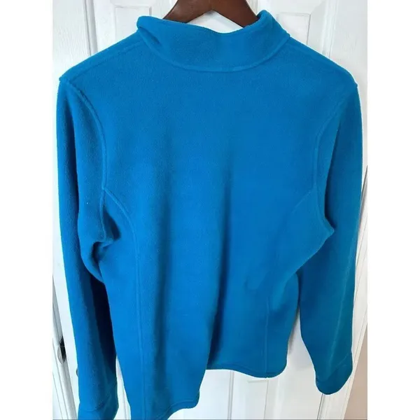 L.L. Bean Womens Pullover Large Regular Quarter Zip Mock Neck Cobalt Blue Fleece - Image 3